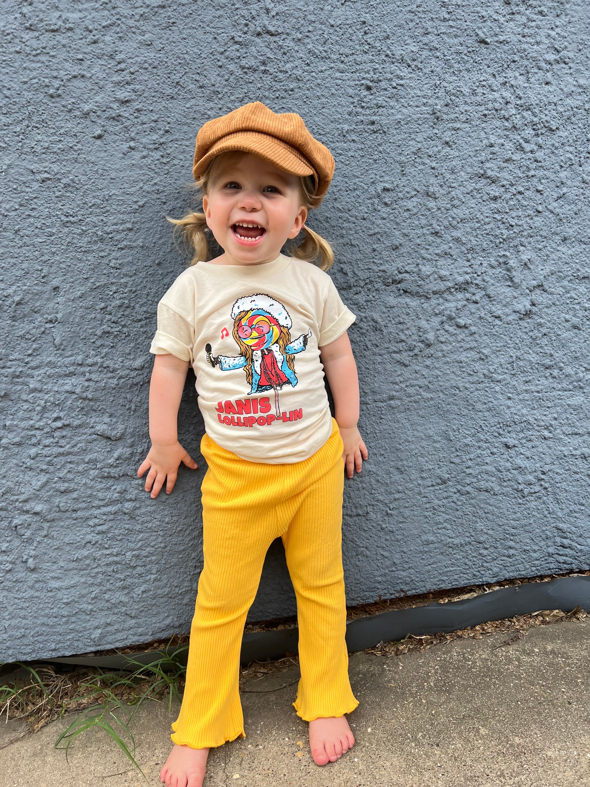 toddler wearing a janis joplin pun tshirt