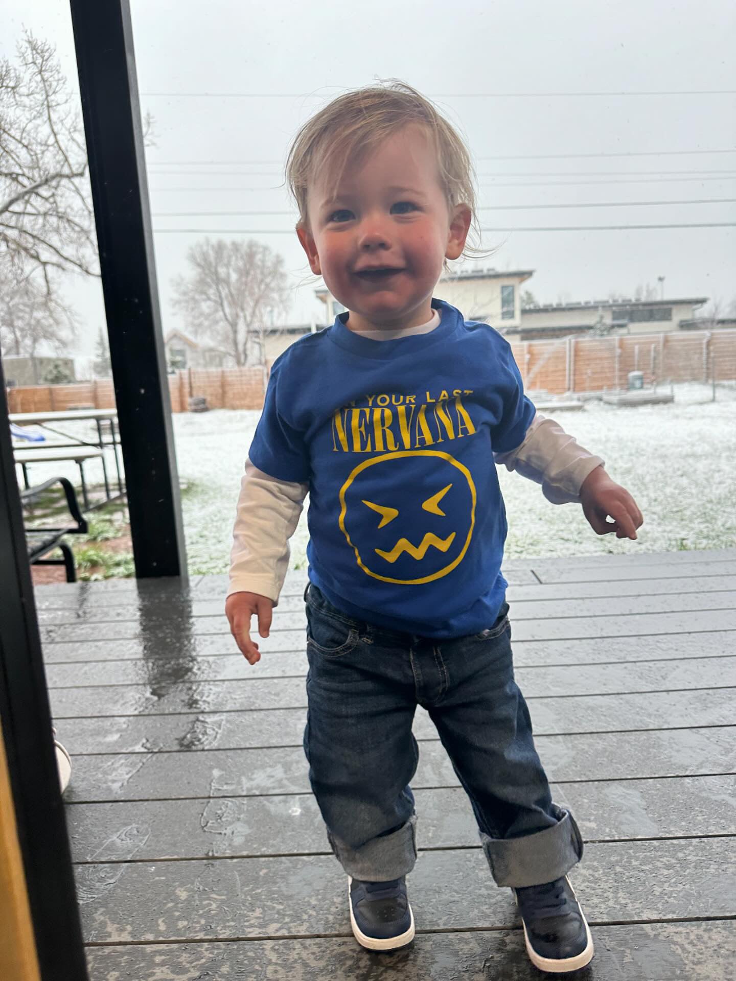 toddler wearing nervana t-shirt