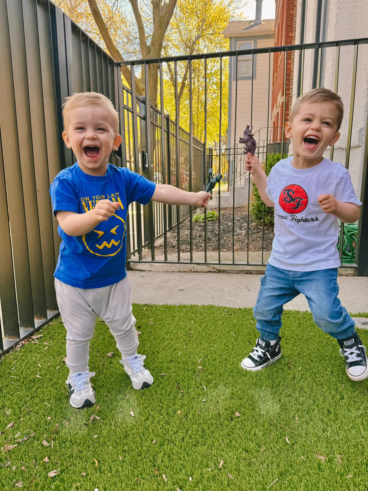 toddlers wearing mock rock tees