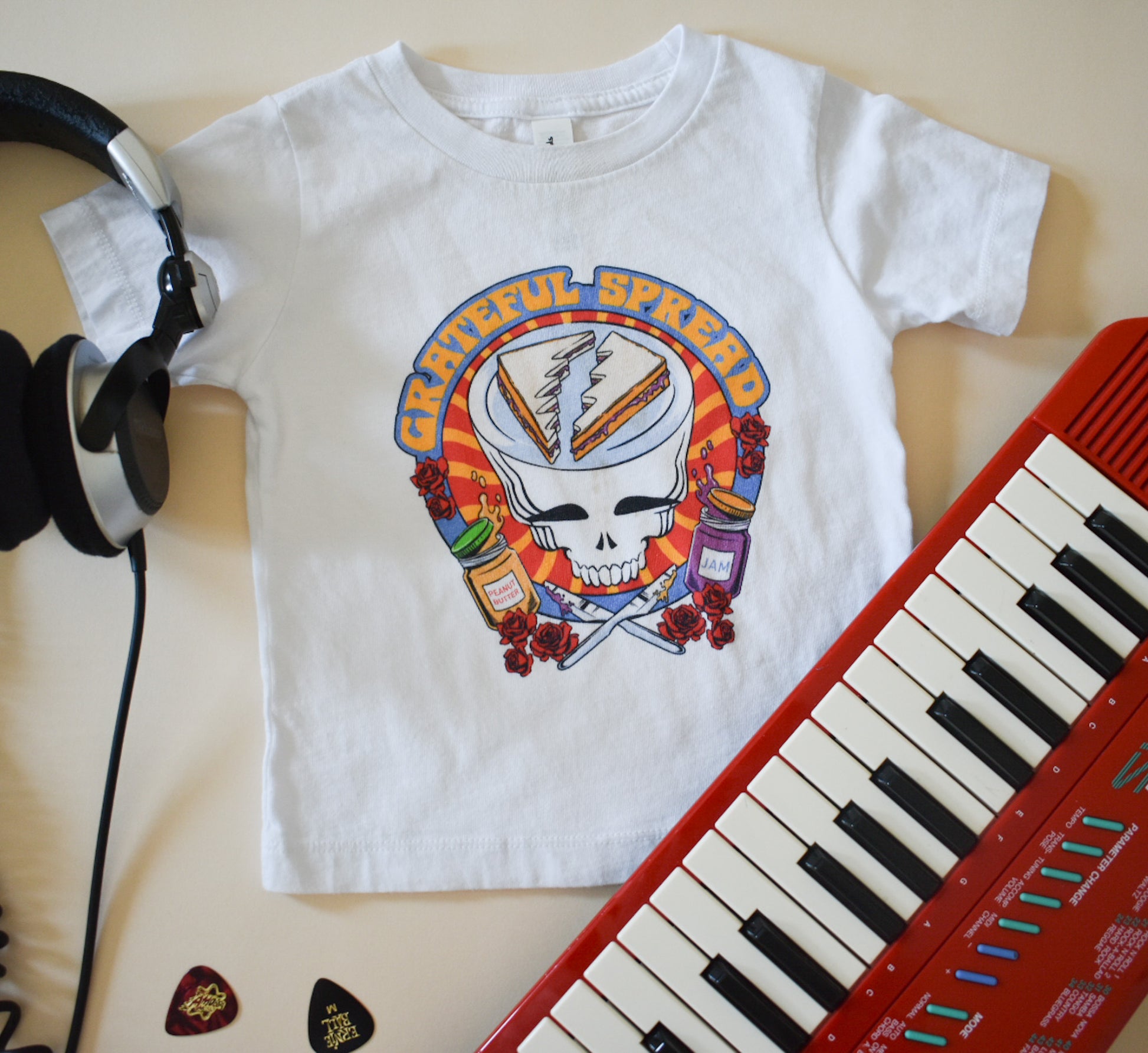 the grateful dead mock rock band baby tee
